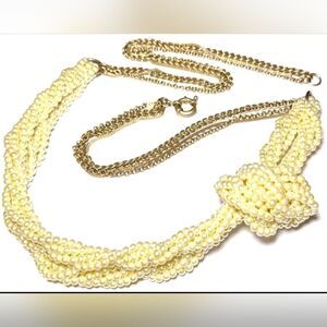 Banana Republic Multi  Pearl Bead Knot Gold Tone Vtg